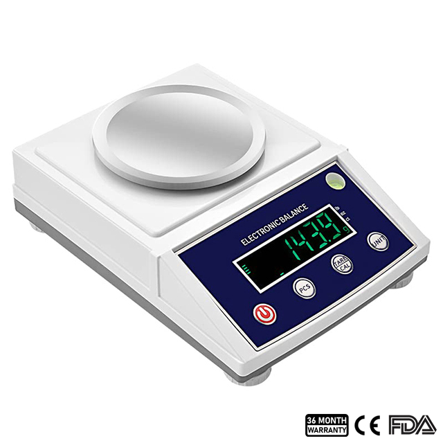 Balanza analítica electrónica de 0,01 g, calibración externa