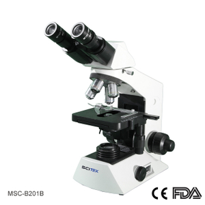 Microscopio biológico, cabeza binocular sin compensación