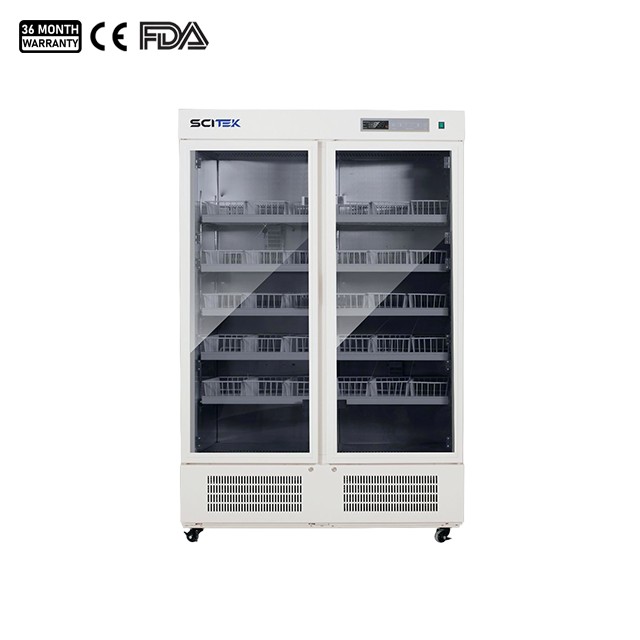 Refrigerador para banco de sangre, doble puerta